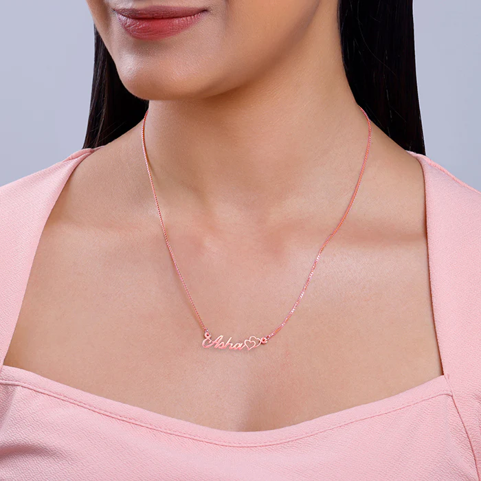 Rose Gold Personalised Dual Heart Necklace - Image 3