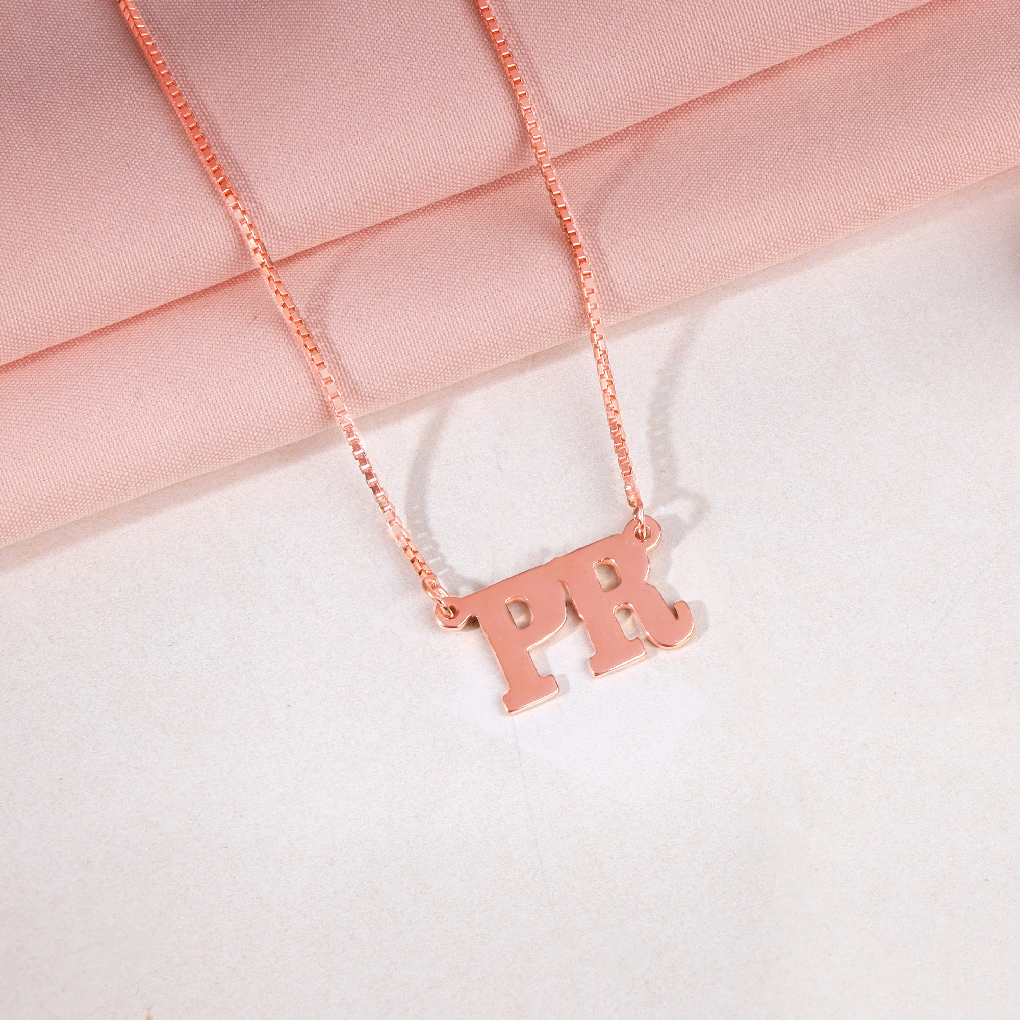 Rose Gold Personalised Dual Initial Necklace - Image 3