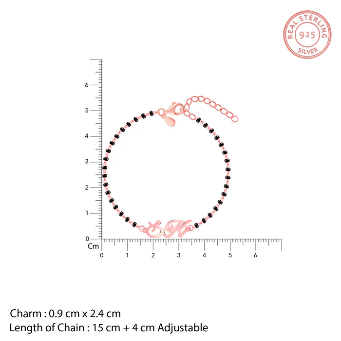Rose Gold Personalised Eternal Initial Mangalsutra Bracelet - Image 4