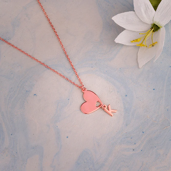 Rose Gold Personalised Heart Initial Pendant - Image 2
