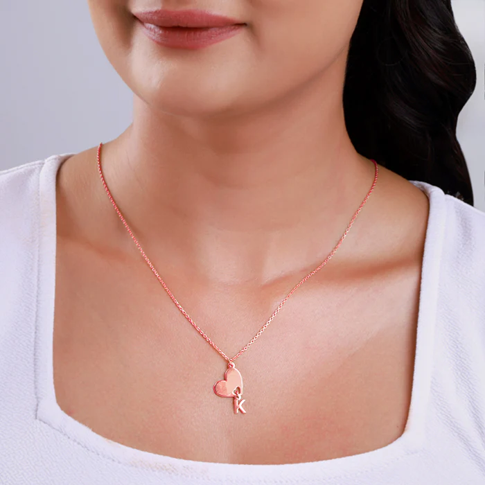 Rose Gold Personalised Heart Initial Pendant - Image 3