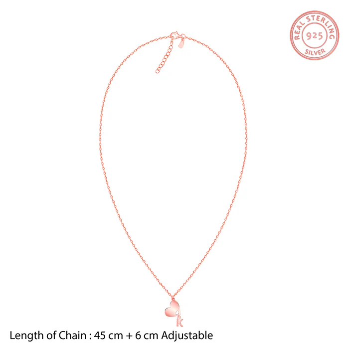 Rose Gold Personalised Heart Initial Pendant - Image 5
