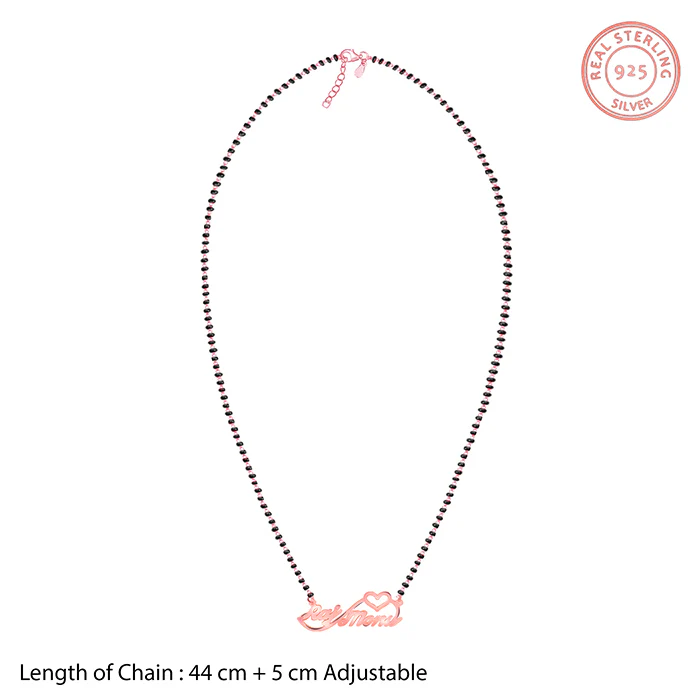 Rose Gold Personalised Heart Name Mangalsutra - Image 5