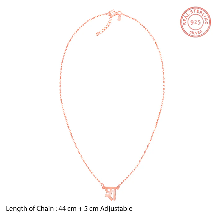 Rose Gold Personalised Hindi Initial Evil Eye Necklace - Image 5
