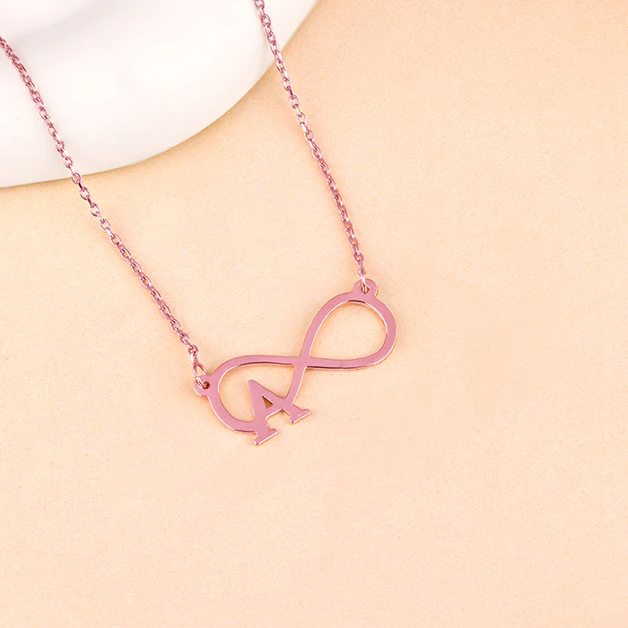 Rose Gold Personalised Infinity Initial Necklace - Image 2