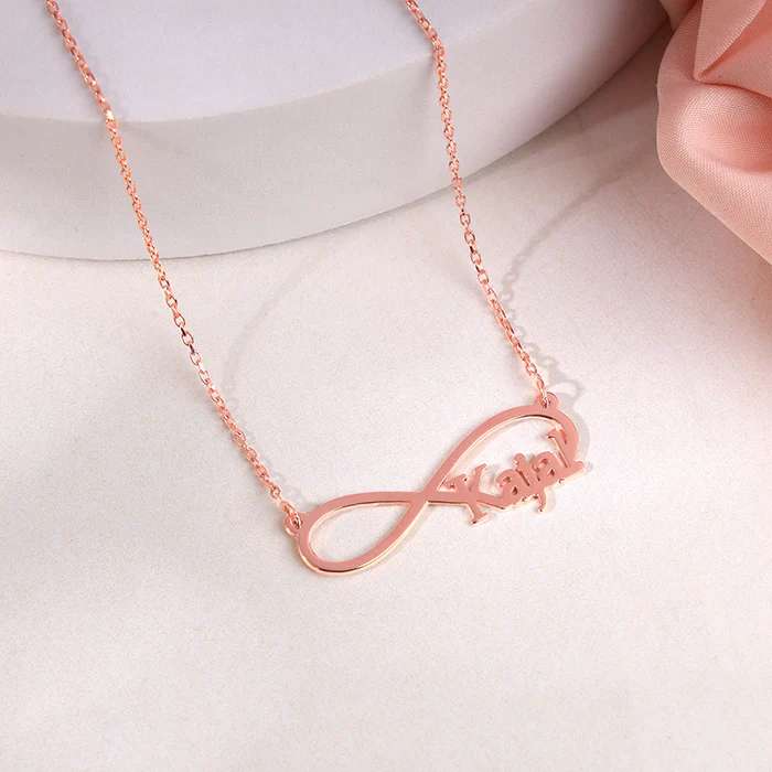 Rose Gold Personalised Infinity Name Necklace - Image 2
