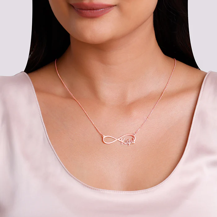 Rose Gold Personalised Infinity Name Necklace - Image 3