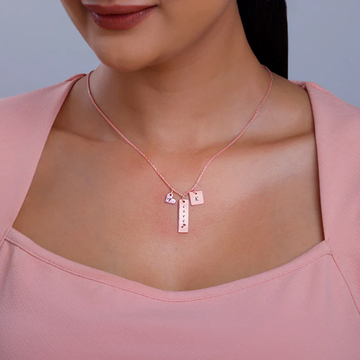 Rose Gold Personalised Initial Charm Pendant With Link Chain - Image 3