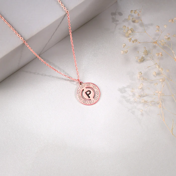 Rose Gold Personalised Initial Grace Pendant with Link Chain - Image 3