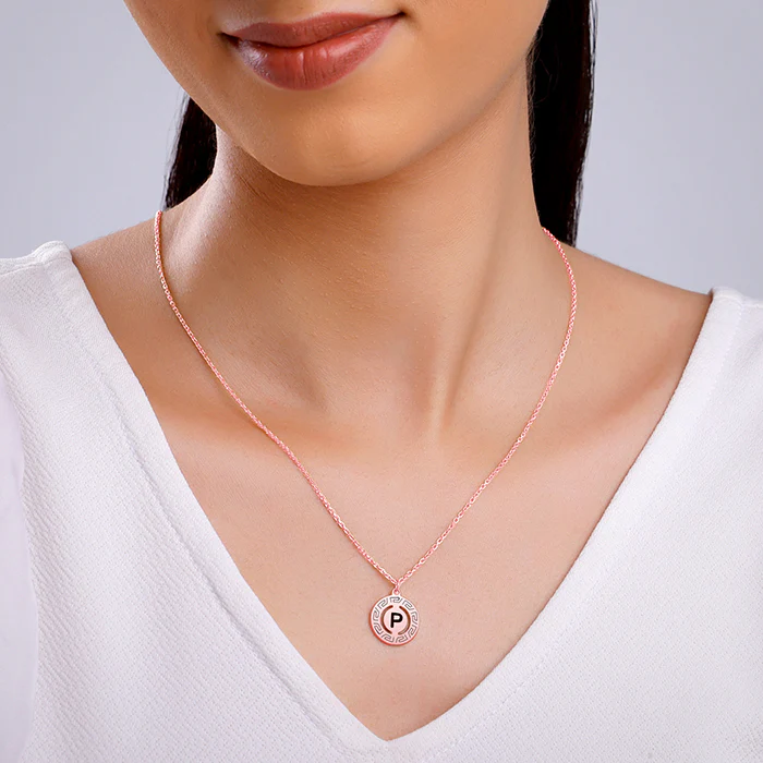 Rose Gold Personalised Initial Grace Pendant with Link Chain - Image 4