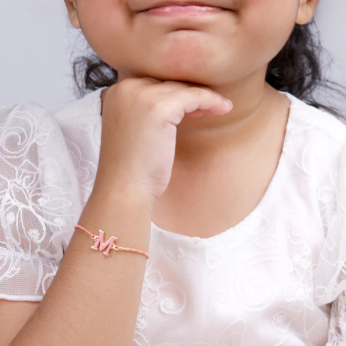 Rose Gold Personalised Initial Kids Bracelet (2 - 8 Years) - Image 3