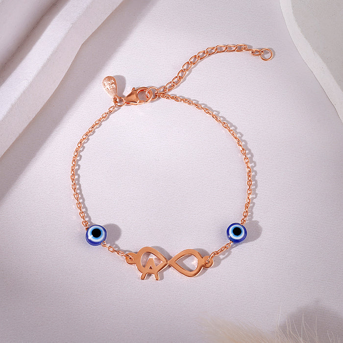 Rose Gold Personalised Initial Nazar Bracelet - Image 3