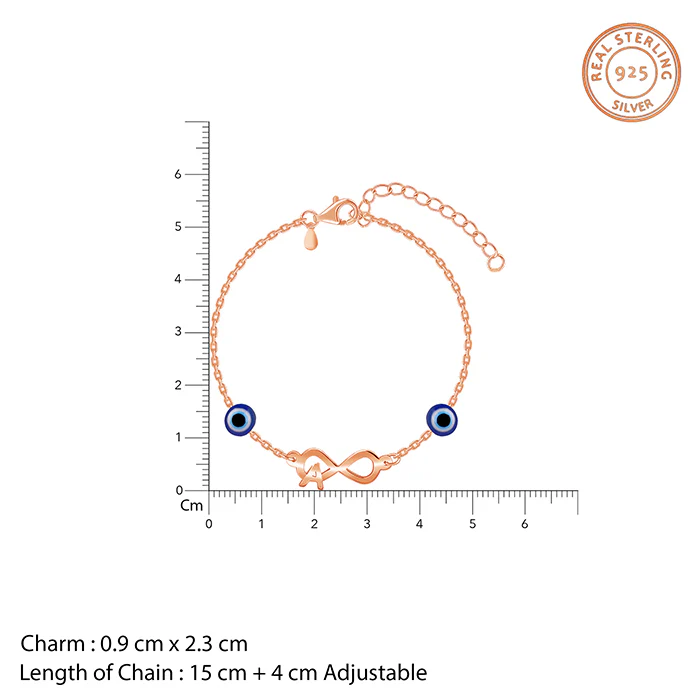 Rose Gold Personalised Initial Nazar Bracelet - Image 5