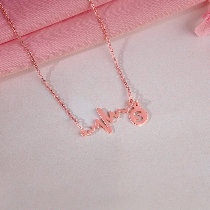 Rose Gold Personalised Lifeline Initial Necklace - Image 2
