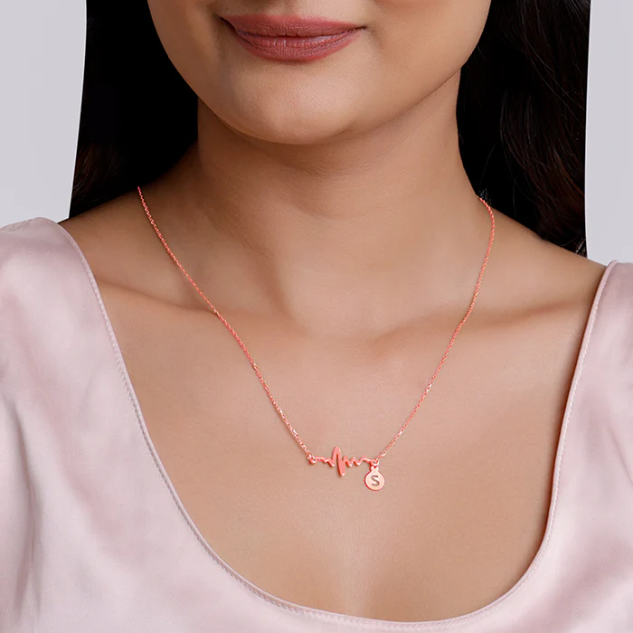 Rose Gold Personalised Lifeline Initial Necklace - Image 3