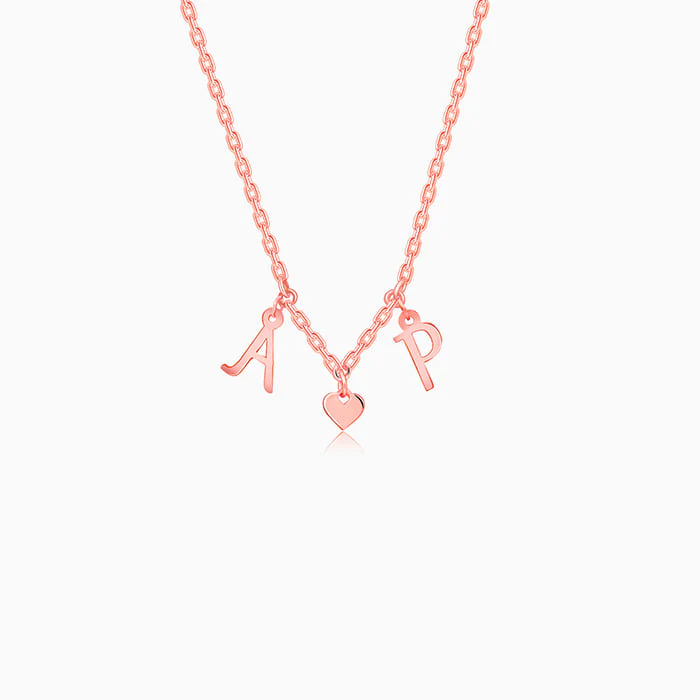 Rose Gold Personalised Love Initials Necklace