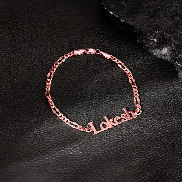 Rose Gold Personalised Name Bracelet For Him - Image 2
