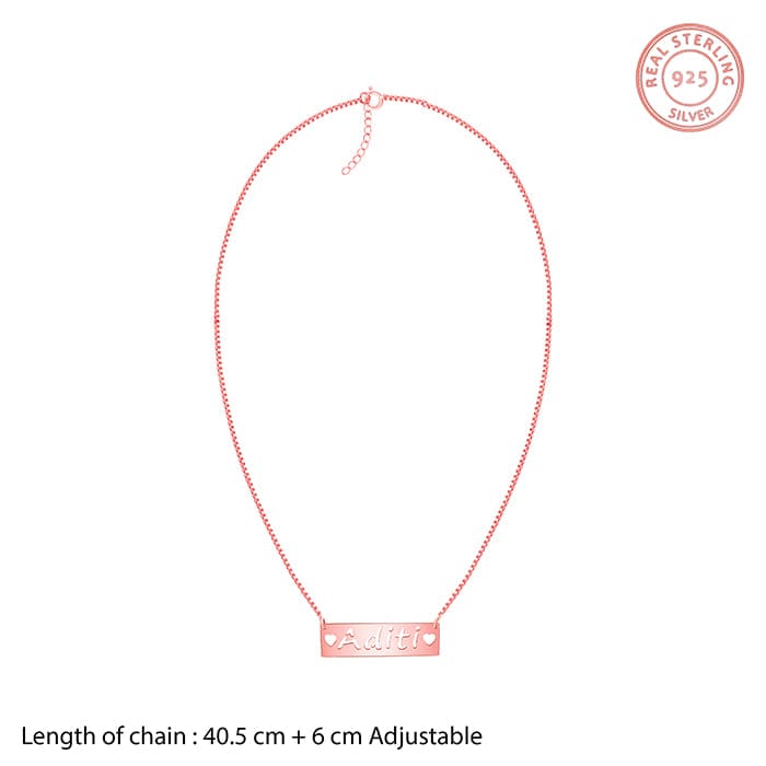 Rose Gold Personalised Name Engraved with Love Necklace - Image 7