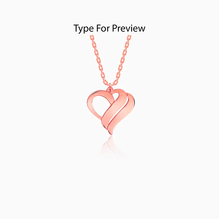 Rose Gold Personalised Name Heart Duo Pendant With Link Chain - Image 2