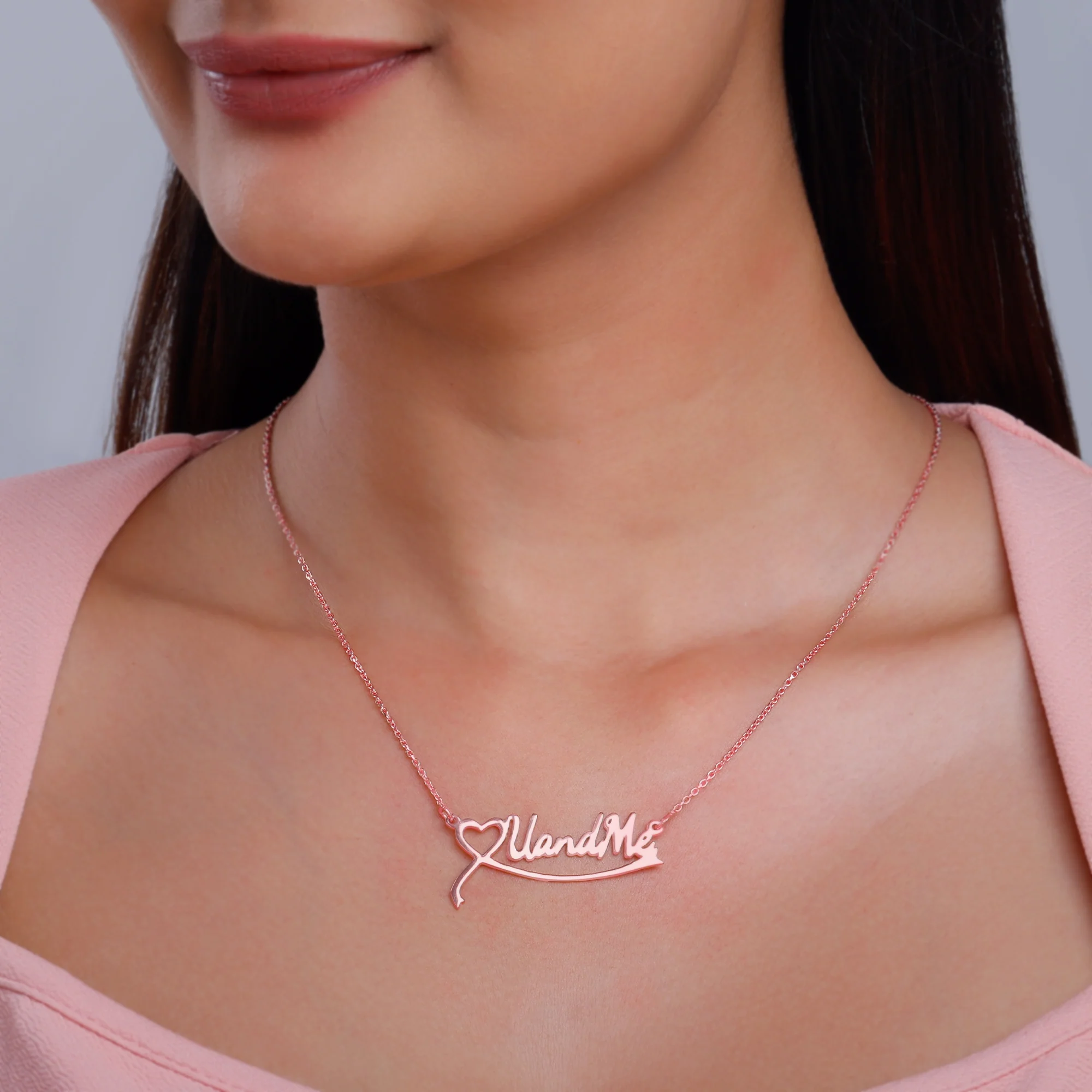 Rose Gold Personalised Name Heart Necklace - Image 5
