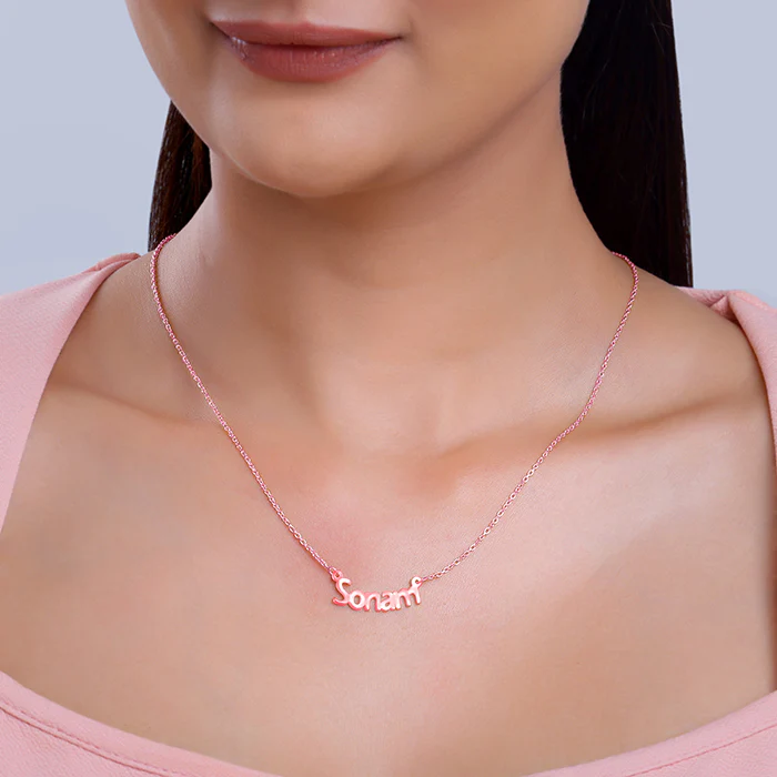 Rose Gold Personalised Name in Bold Necklace - Image 3