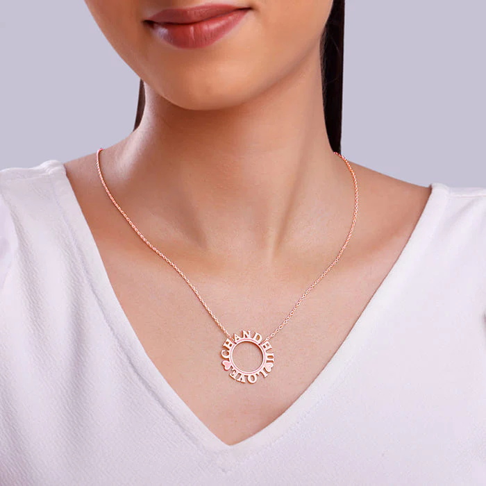 Rose Gold Personalised Round Name Necklace - Image 4