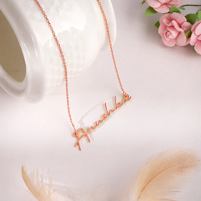 Rose Gold Personalised Signature Name Necklace - Image 3