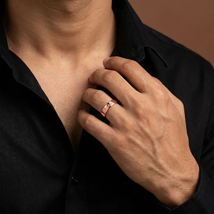 Rose Gold Personalised Signature Ring For Him - Image 4