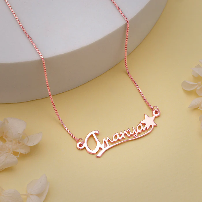 Rose Gold Personalised Star Necklace - Image 3