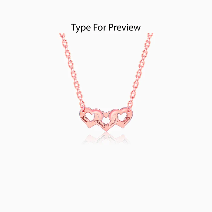 Rose Gold Personalised Triple Heart BFF Necklace - Image 2