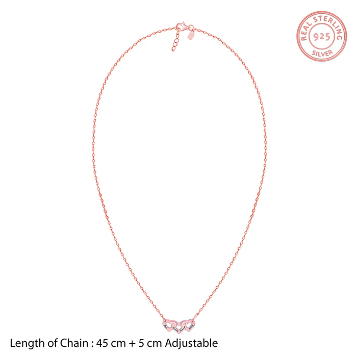Rose Gold Personalised Triple Heart BFF Necklace - Image 6