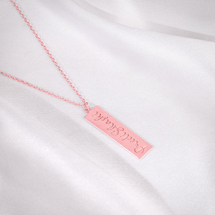 Rose Gold Personalised Two-Name Bar Pendant - Image 3