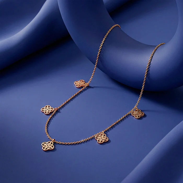 Rose Gold Petal Charms Necklace - Image 2