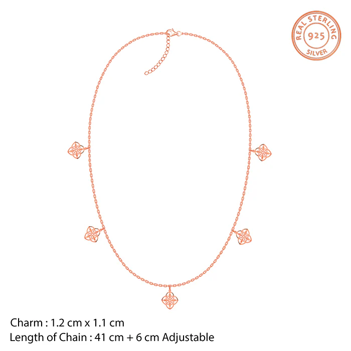 Rose Gold Petal Charms Necklace - Image 4