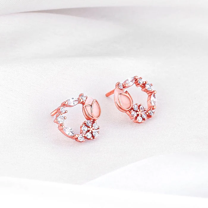 Rose Gold Drop Wreath Studs - Image 2