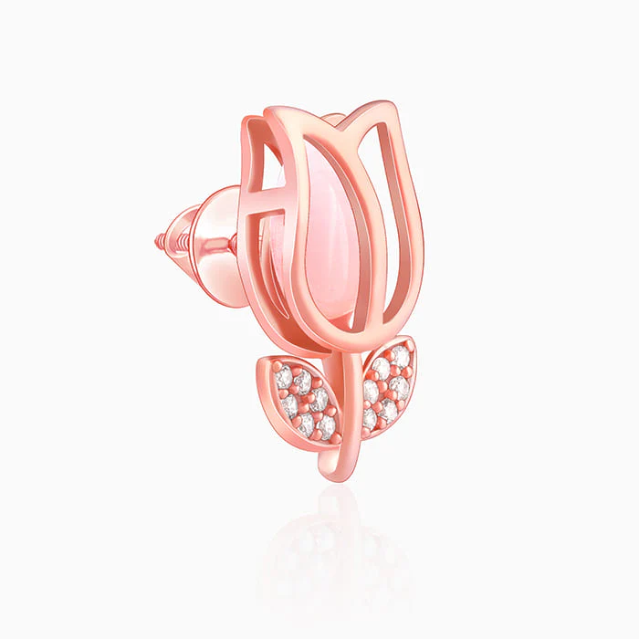 Rose Gold Pink Quartz Flower Earrings - Image 4