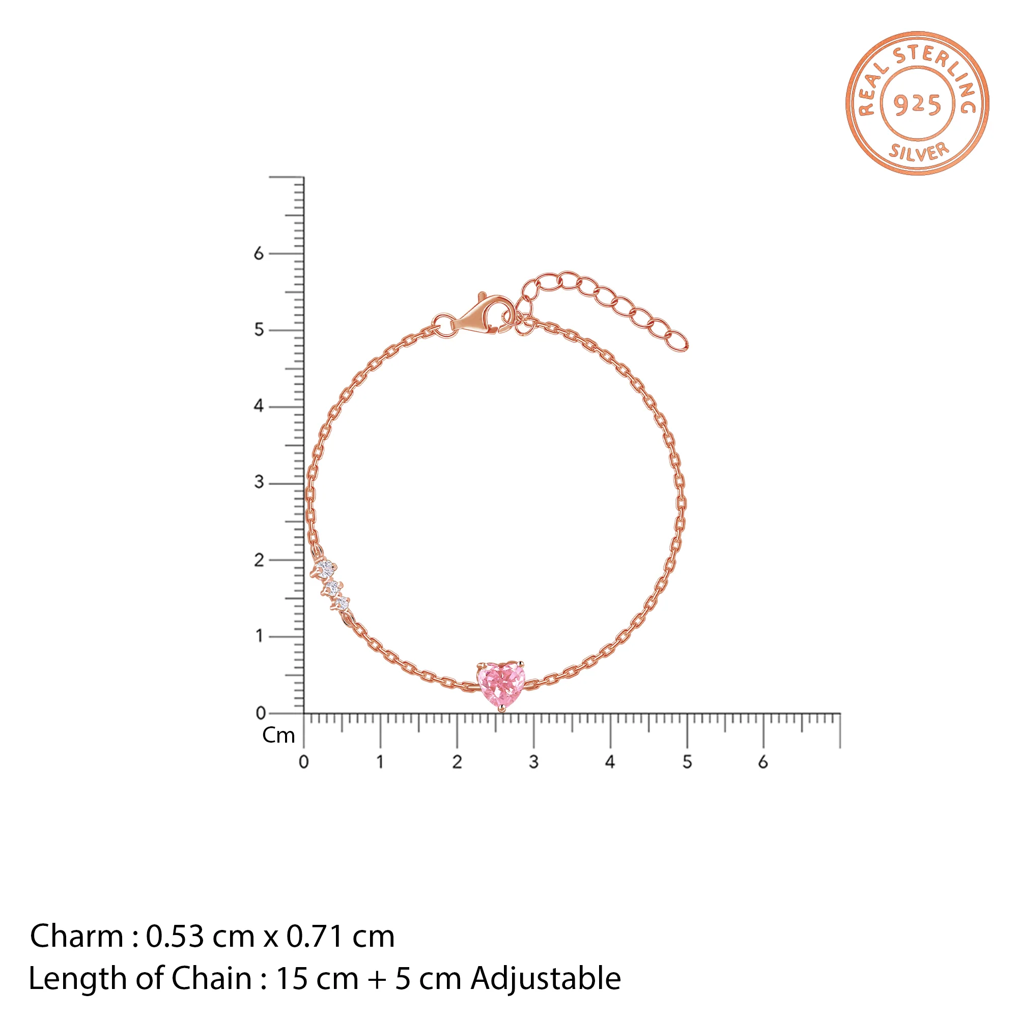 Rose Gold Pinky Heart Bracelet - Image 4