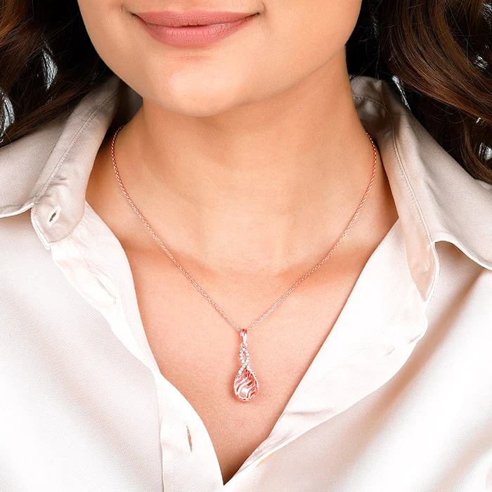 Rose Gold Pious Love Pendant With Link Chain - Image 3