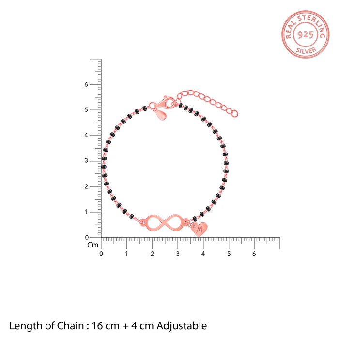 Rose Gold Personalised Infinity Love Mangalsutra Bracelet - Image 4