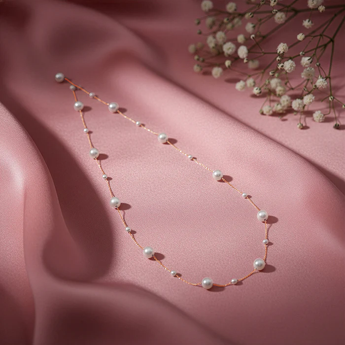 Rose Gold Playful Pearl Necklace - Image 2