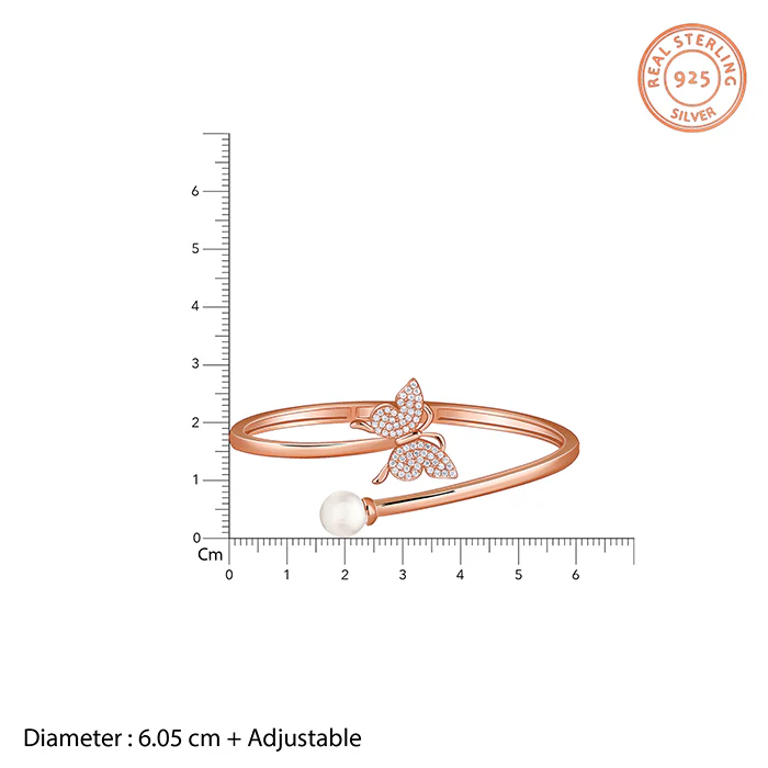 Rose Gold Pretty Flutter Cuff Bracelet - Image 4