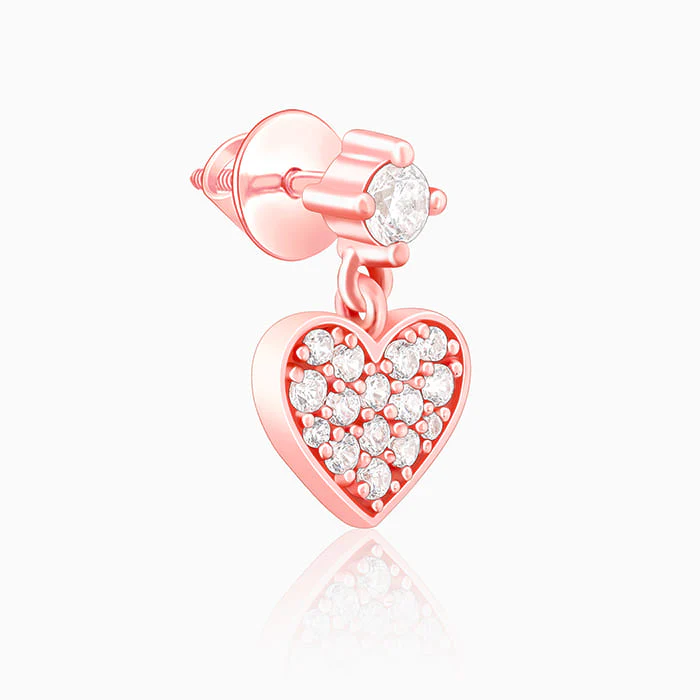 Rose Gold Pretty Heart Earrings - Image 4