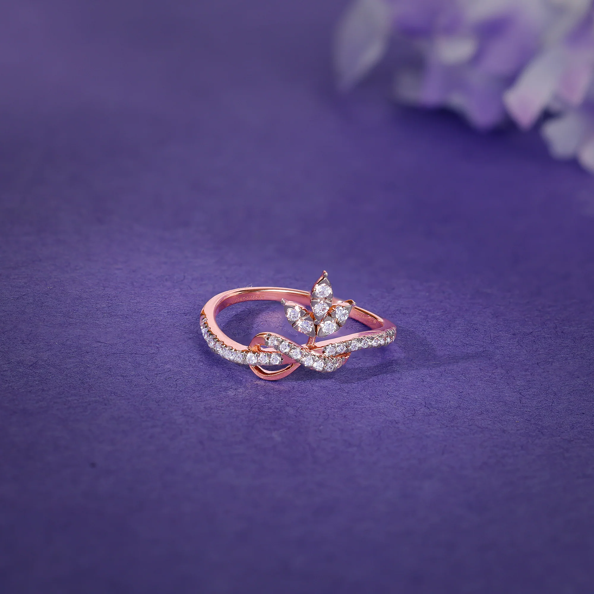 Rose Gold Pure Leaf Lab Grown Diamond Ring - Image 2