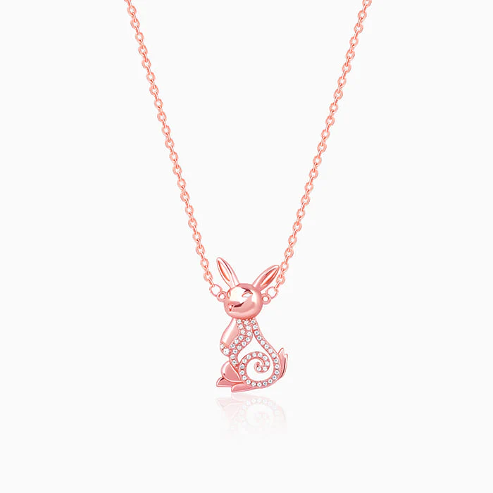 Rose Gold Rabbit Pendant With Link Chain