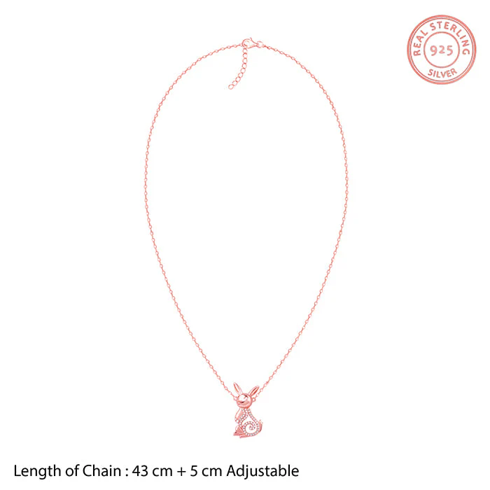 Rose Gold Rabbit Pendant With Link Chain - Image 6