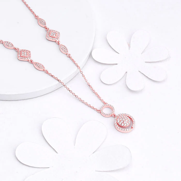Rose Gold Radiant Halo Necklace - Image 2