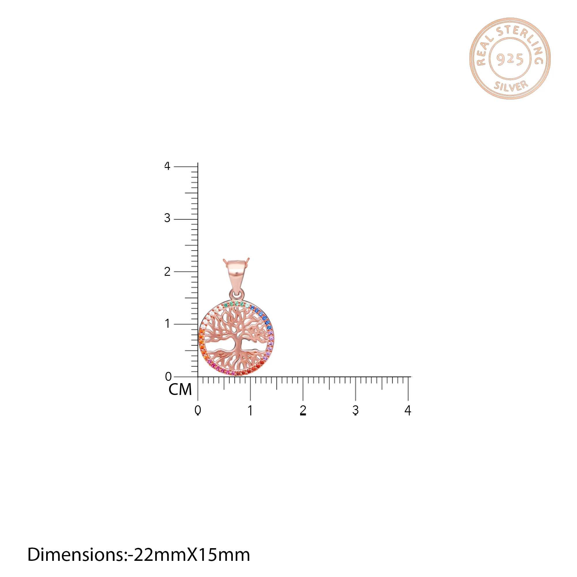 Rose Gold Rainbow Tree of Life Pendant with Link Chain - Image 4