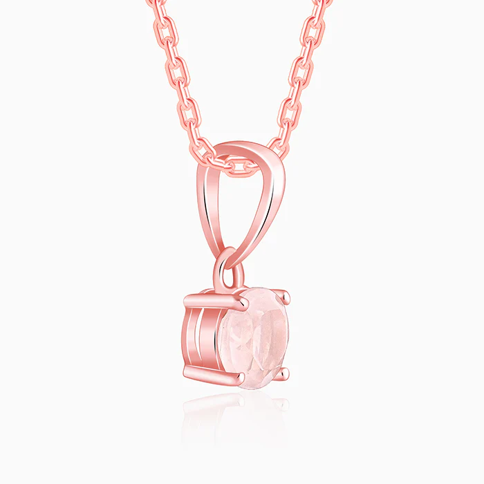 Rose Gold Rose Quartz Pendant With Link Chain - Image 4