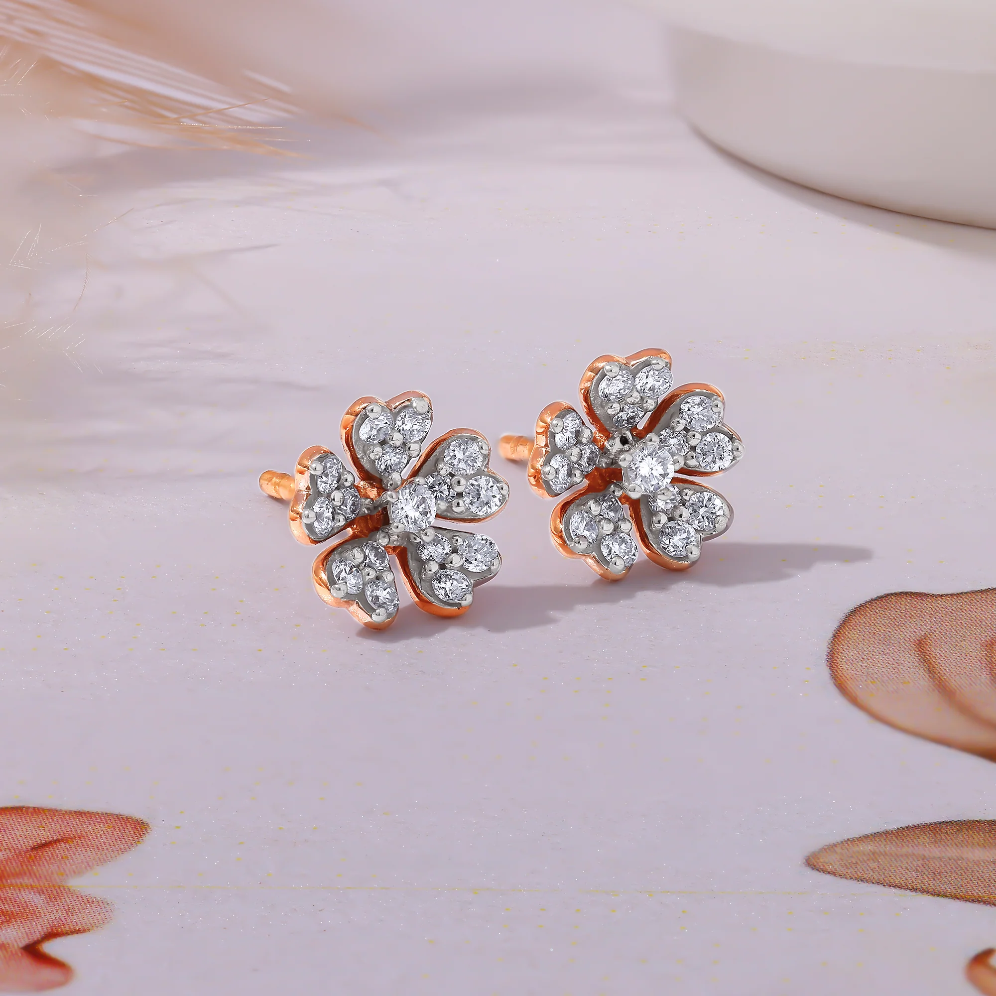 Rose Gold Roselle Lab Grown Diamond Earrings - Image 2