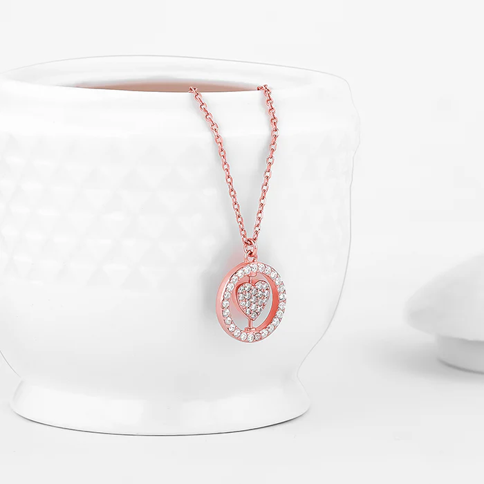 Rose Gold Rotatable You Complete Me Pendant With Link Chain - Image 4